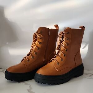 Women's Tan Lace-Up Boots